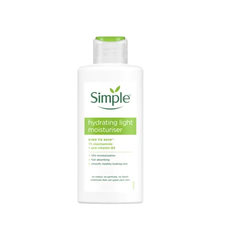 Simple Hydrating Light Moisturiser white bottle with green label and cap.