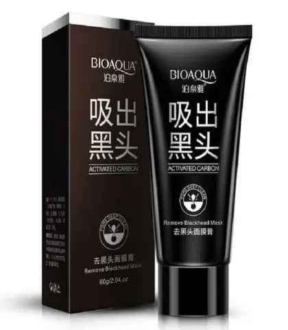 Black BIOAQUA cleansing mask tube next to matching product box.