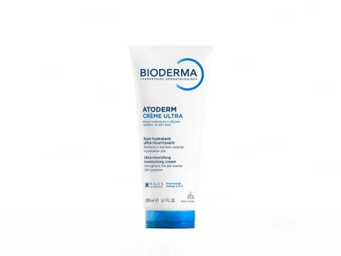 Bioderma cream tube with white packaging and blue accents on a white background.