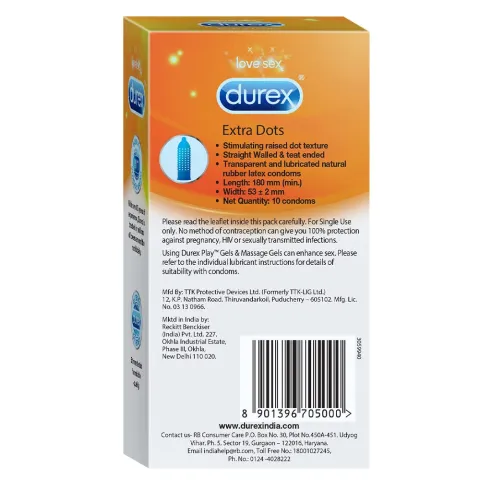 Durex Durex Extra Dots Condoms for Men - 10Pcs Pack(India) - Buy Online at Drubotara Bangladesh