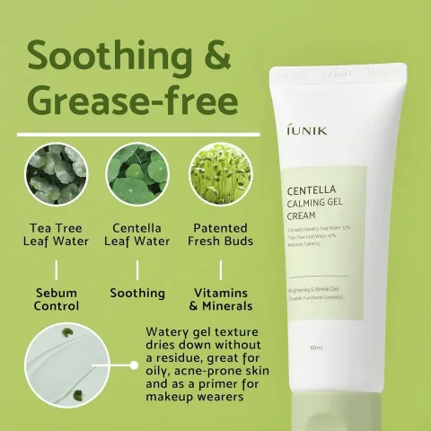 Iunik Iunik Centella Calming Gel Cream for Brightening & Wrinkle Care 60ml - Product Image 2 | Drubotara