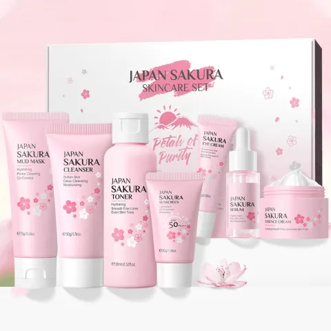 LAIKOU Laikou Japan Sakura Skincare 5 Pcs Set (Cleanser+Toner+Serum+Eye Cream+Essence Cream) - Buy Online at Drubotara Bangladesh