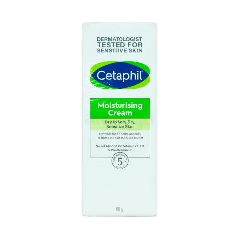 Cetaphil Moisturising Cream box with blue and green label on white background.