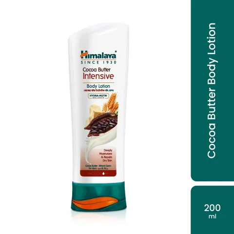 Himalaya cocoa butter body lotion bottle with green cap, 200 ml size.
