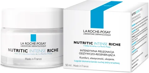 La Roche-Posay Nutritic Intense Riche cream jar and its white packaging box.