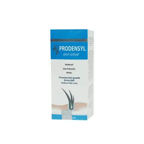 Prodensyl scalp lotion product packaging with blue and white design.