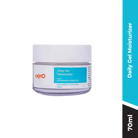 Clear jar of daily gel moisturizer with blue and white label, 70ml size.