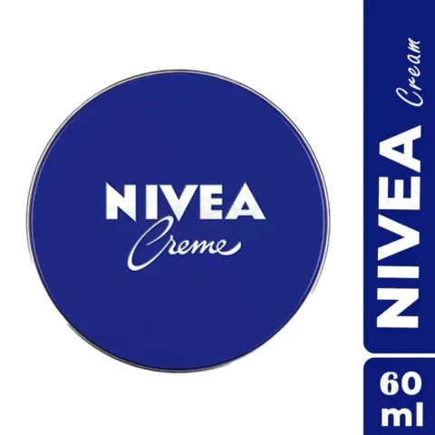 NIVEA Creme tin with blue lid and white branding, labeled 60 ml.