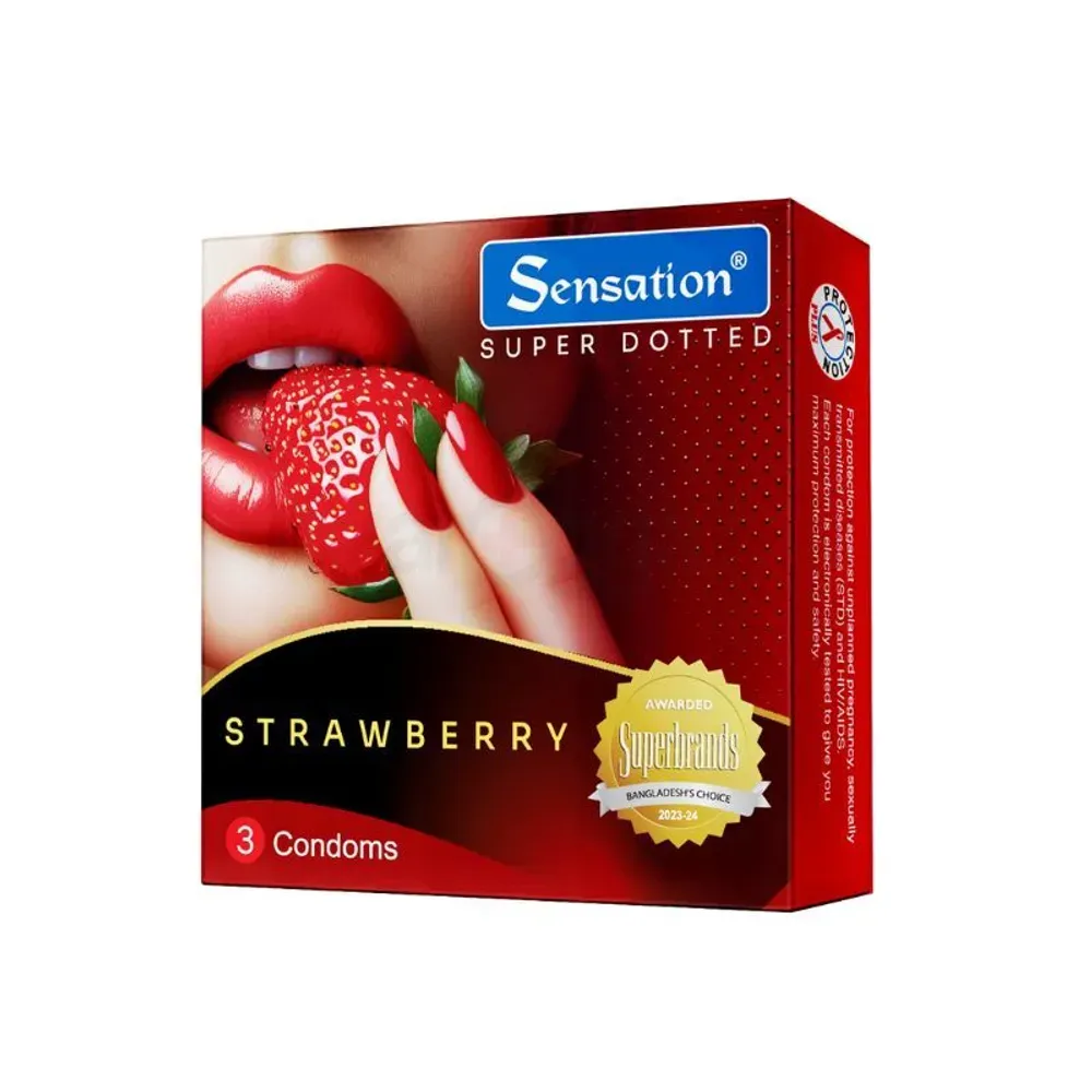 Sensation Super Dotted Scented Strawberry Condom 3's Pack