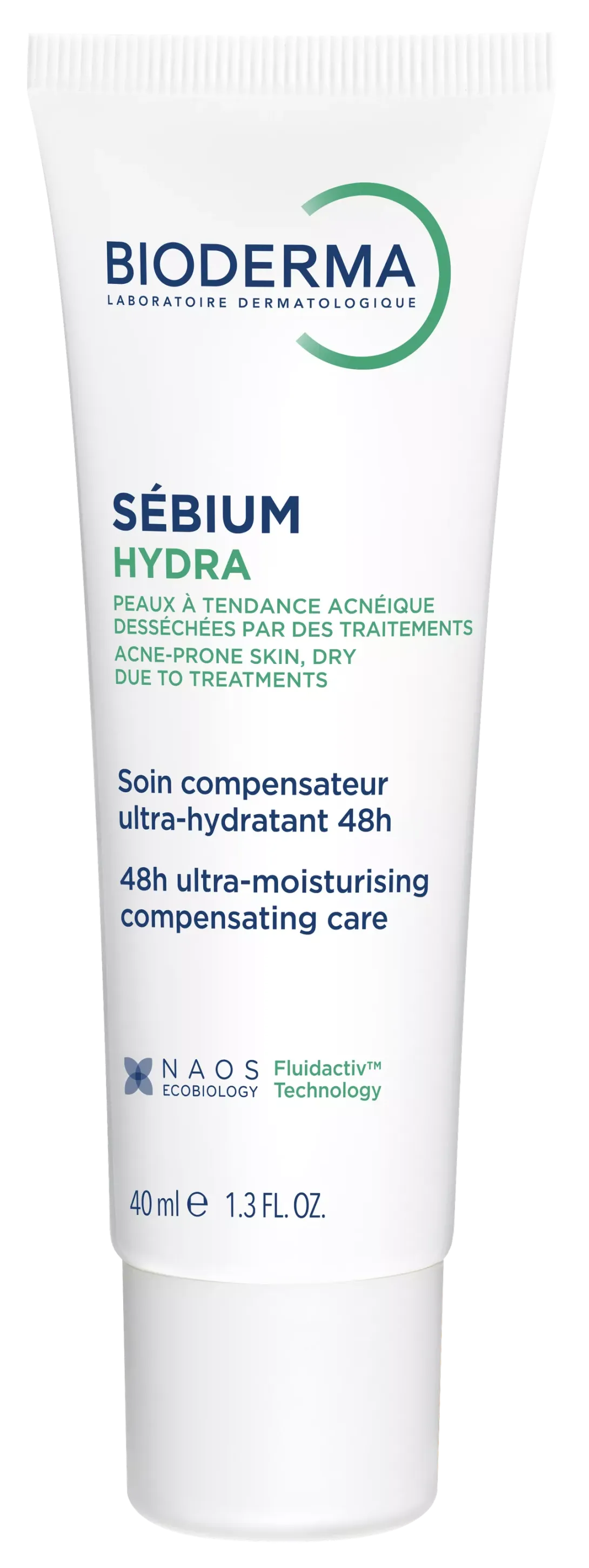 Bioderma Sébium Hydra moisturizing care cream tube with blue and green text.