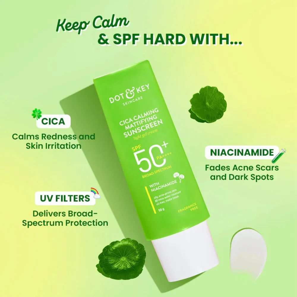 Dot & Key Dot and Key Cica Calming Mattifying Sunscreen SPF 50+ PA++++ with Niacinamide 80g - Buy Online at Drubotara Bangladesh