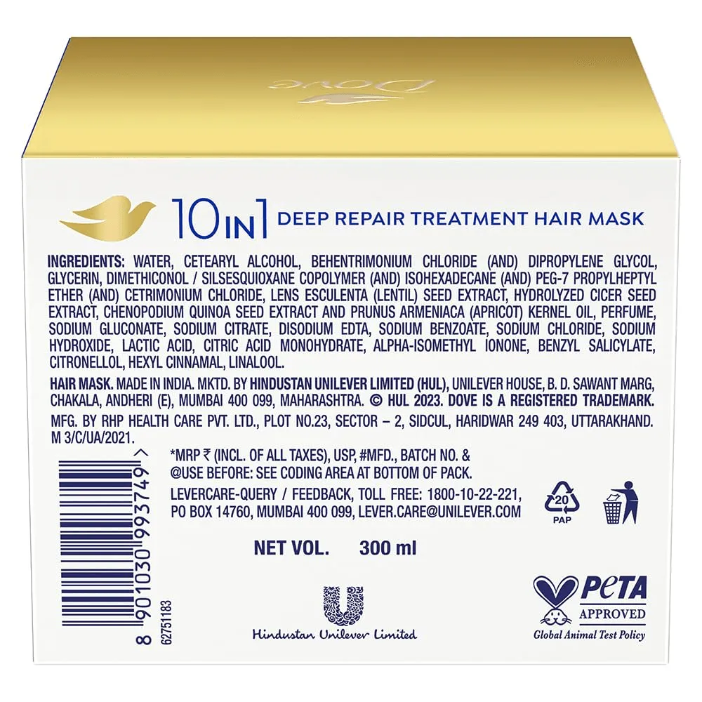 Dove Dove Deep Repair Treatment Hair Mask for Damaged Hair with 8% Bio Protein Fusion - 300ml - Product Image 4 | Drubotara