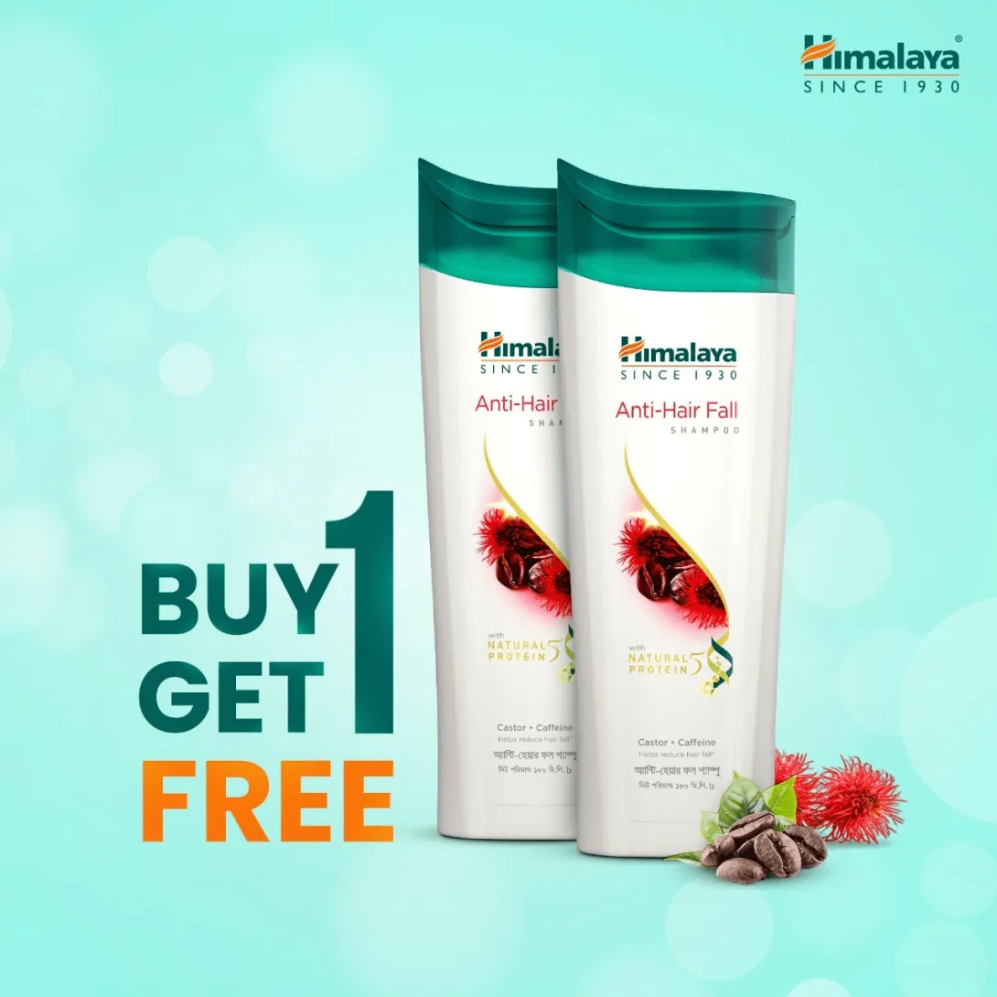 Himalaya Bangladesh Himalaya Anti Hair Fall Shampoo with Castor & Caffeine 180ml - Buy 1 Get 1 - Buy Online at Drubotara Bangladesh