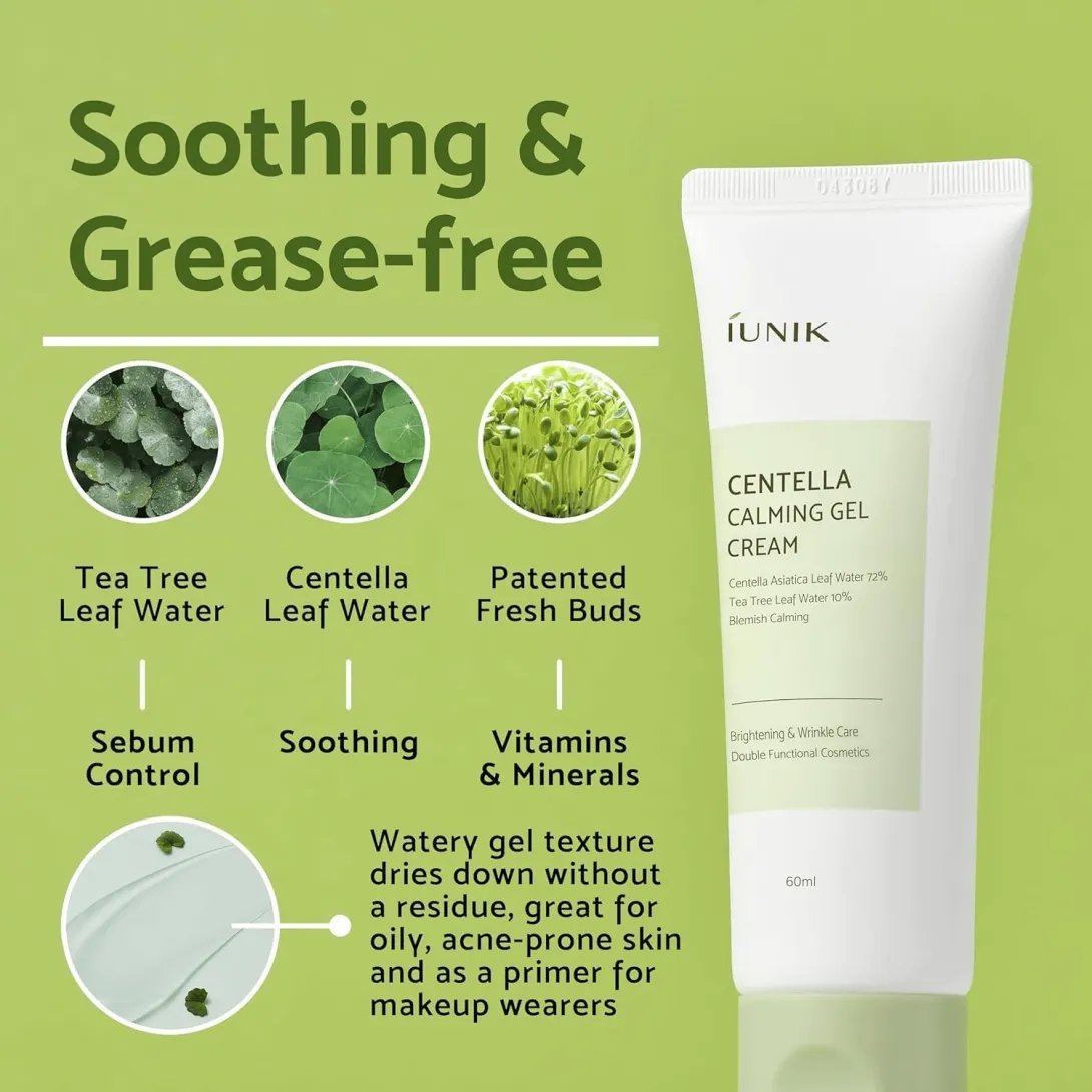Iunik Iunik Centella Calming Gel Cream for Brightening & Wrinkle Care 60ml - Product Image 2 | Drubotara