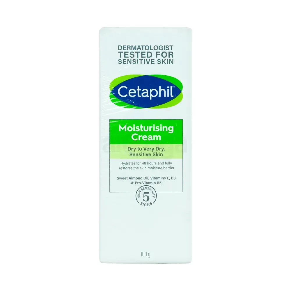 Cetaphil Moisturising Cream box with blue and green label on white background.